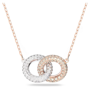 Stone necklace Intertwined circles White Rose gold-tone plated