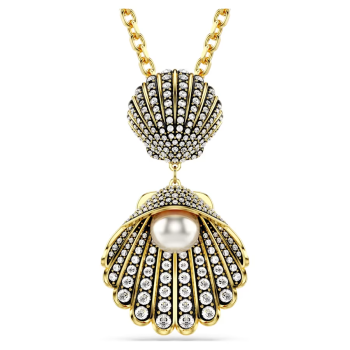 Idyllia necklace Mixed cuts Shell White Gold-tone plated